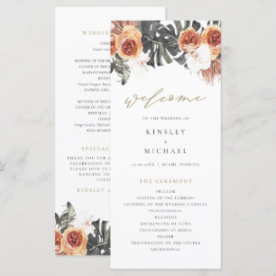 KINSLEY Boho Terracotta Floral Wedding Programme Menu