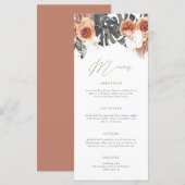 KINSLEY Boho Terracotta Lange Huwelijksmenu Kaart (Voorkant / Achterkant)