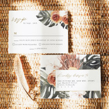 KINSLEY Boho Terracotta Palm Wedding RSVP Briefkaa
