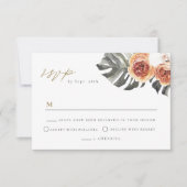 KINSLEY Boho Terracotta Palm Wedding RSVP Briefkaa Kaart (Voorkant)