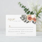 KINSLEY Boho Terracotta Palm Wedding RSVP Briefkaa Kaart (Staand voorkant)