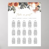 KINSLEY Boho Terracotta Palm Wedding Seding Chart Poster (Voorkant)