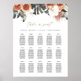 KINSLEY Boho Terracotta Palm Wedding Seding Chart Poster
