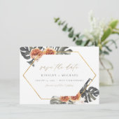 KINSLEY Boho Terracotta Photo Save the Date Invit Kaart (Staand voorkant)