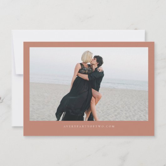 KINSLEY Boho Terracotta Photo Save the Date Invit Kaart (Achterkant)