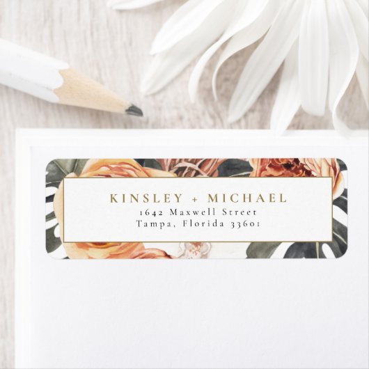 KINSLEY Boho Terracotta Tropical Return Address La Etiket (Insitu)