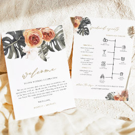 KINSLEY Boho Terracotta Tropical Wedding Tijdschem Kaart