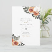 KINSLEY Tropische Boho Terracotta Foto Bruiloft Kaart (Staand voorkant)