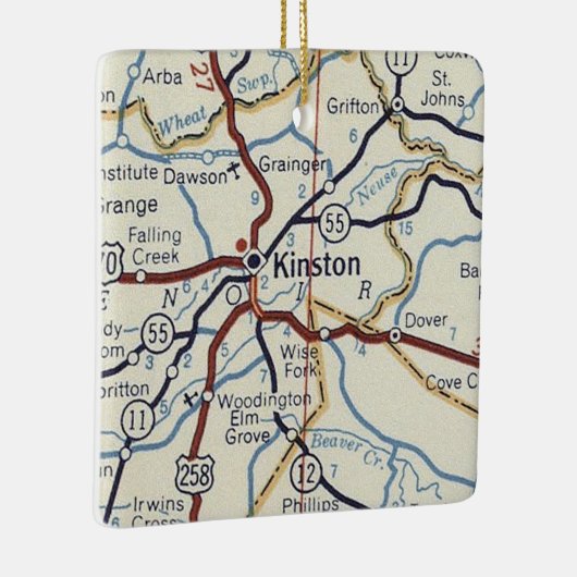 Kinston NC Map Keramisch Ornament (Rechts)
