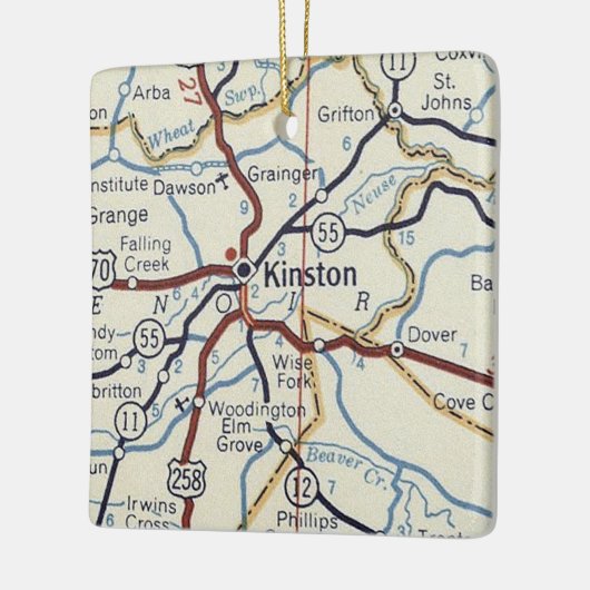 Kinston NC Map Keramisch Ornament (Links)