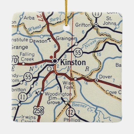 Kinston NC  Map Keramisch Ornament (Achterkant)