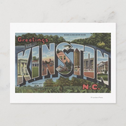 Kinston, North Carolina - Grote lettertjes Briefkaart (Voorkant)