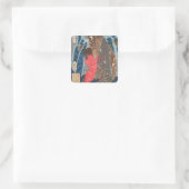 Kintoki zwaait de waterval op vierkante sticker (Tas)