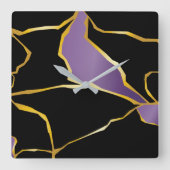 Kintsugi Amethyst Accents Vierkante Klok (Voorkant)