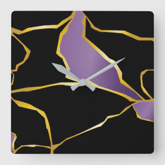 Kintsugi Amethyst Accents Vierkante Klok
