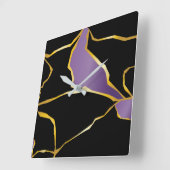 Kintsugi Amethyst Accents Vierkante Klok (Hoek)