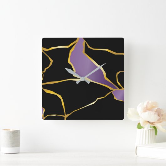 Kintsugi Amethyst Accents Vierkante Klok (Huis)
