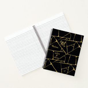 Kintsugi Black Gold Japanse Pottery Art-naam Notitieboek