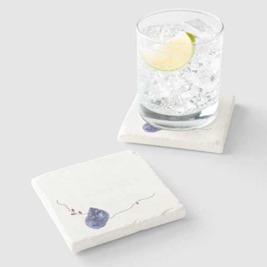 Kintsugi blue slakken-gedicht met goud stenen onderzetter (Zijkant)