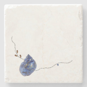 Kintsugi blue slakken-gedicht met goud stenen onderzetter