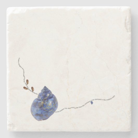 Kintsugi blue slakken-gedicht met goud stenen onderzetter (Voorkant)