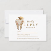 Kintsugi Floral Tooth Graduation Party RSVP Kaartje (Voorkant)