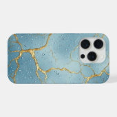 💙 Kintsugi Gouden Barsten ✨ Blauwe Waterdruppels� iPhone Hoesje (Achterkant horizontaal)