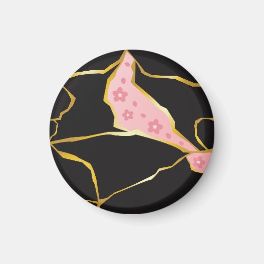 Kintsugi-magneet met kersenbloesemaccenten magneet (Voorkant)