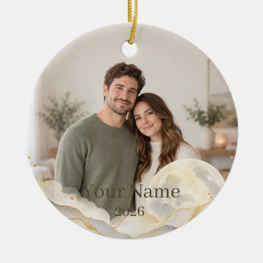 Kintsugi Moon Custom Photo Ornament (Voorkant)