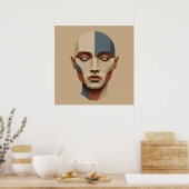 Kintsugi Muse: Abstract Papier-Beeldhouwwerk Portr Poster (Keuken)