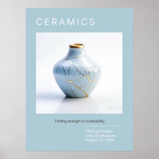Kintsugi Pottery Poster Series | Bleek blauw (Voorkant)