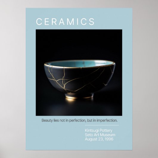 Kintsugi Pottery Poster Series | Bleek blauw (Voorkant)