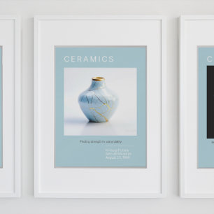 Kintsugi Pottery Poster Series   Bleek blauw