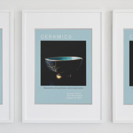 Kintsugi Pottery Poster Series | Bleek blauw