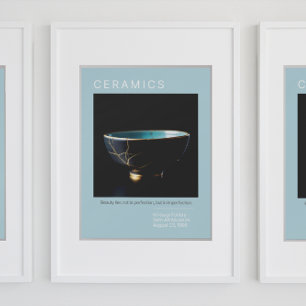 Kintsugi Pottery Poster Series Bleek blauw