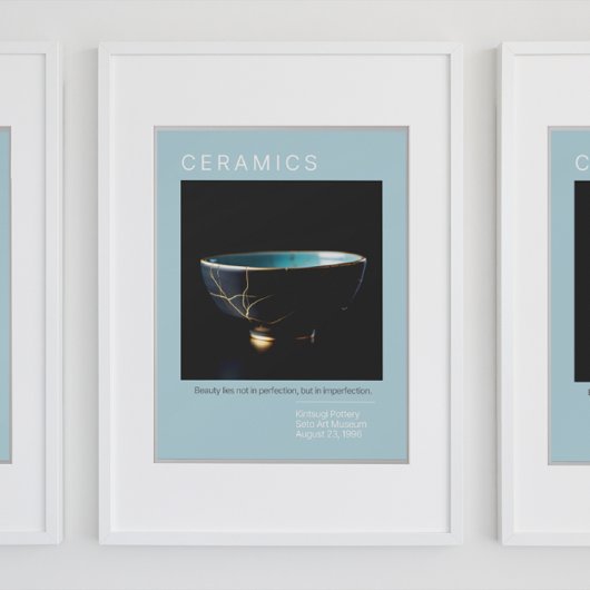 Kintsugi Pottery Poster Series | Bleek blauw