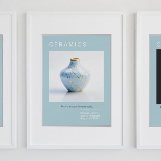 Kintsugi Pottery Poster Series | Bleek blauw