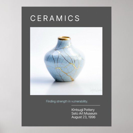Kintsugi Pottery Poster Series | Grijs (Voorkant)