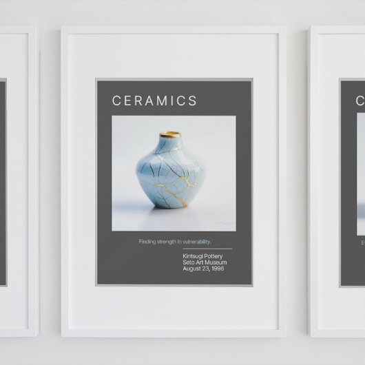 Kintsugi Pottery Poster Series | Grijs