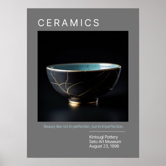 Kintsugi Pottery Poster Series | Grijs (Voorkant)