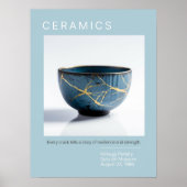 Kintsugi Pottery Poster Series | Zacht blauw (Voorkant)
