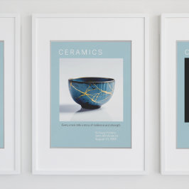 Kintsugi Pottery Poster Series | Zacht blauw