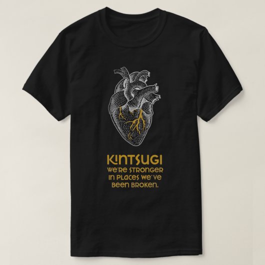 Kintsugi Stronger wanneer de gebroken Japanse Pott T-shirt (Design voorkant)