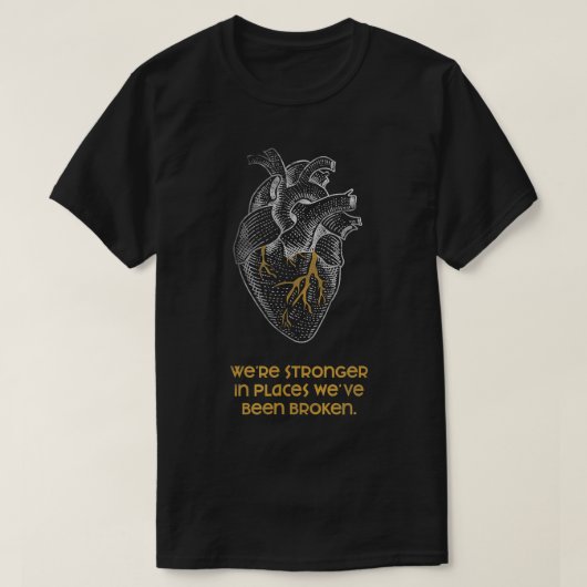 Kintsugi Stronger wanneer de gebroken Japanse Pott T-shirt (Design voorkant)