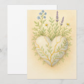 Kintsugi Wildebloemhart Waterverf Bedankkaart (Voorkant / Achterkant)