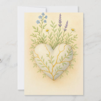 Kintsugi Wildflower Heart Watercolor Bedankkaart