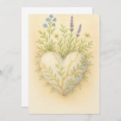 Kintsugi Wildflower Heart Watercolor Bedankkaart (Voorkant / Achterkant)