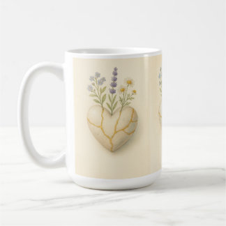 Kintsugi Wildflower Heart Watercolor Koffiemok