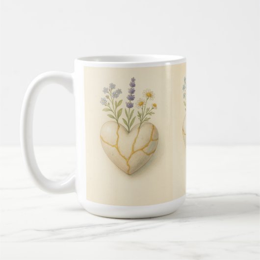 Kintsugi Wildflower Heart Watercolor Koffiemok (Links)