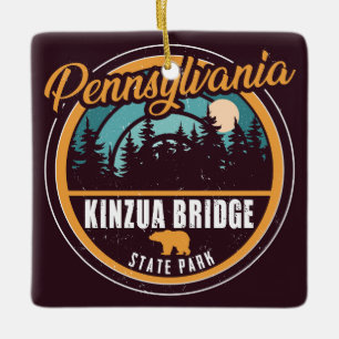 Kinzua Bridge State Park Pennsylvania Retro Badge Keramisch Ornament